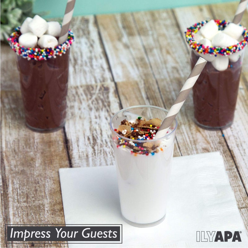 Ilyapa 3oz Plastic Dessert Cups - 50 Pack Mini Dessert Cups with Spoons - Clear Reusable Small Appetizer Cup for Cheesecake Shooters, Chocolate Mousse, Parfait - Party and Catering Supplies - Round - Image 4